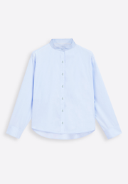 Classic long-sleeved light blue shirt on plain background – East Vibe